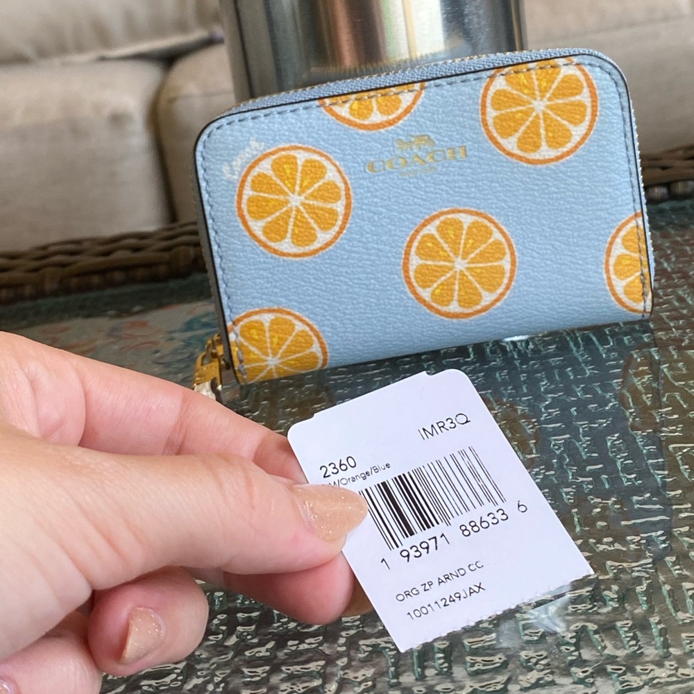 Coach Blue Mini Orange Wallet NWT - Picture 3 of 16